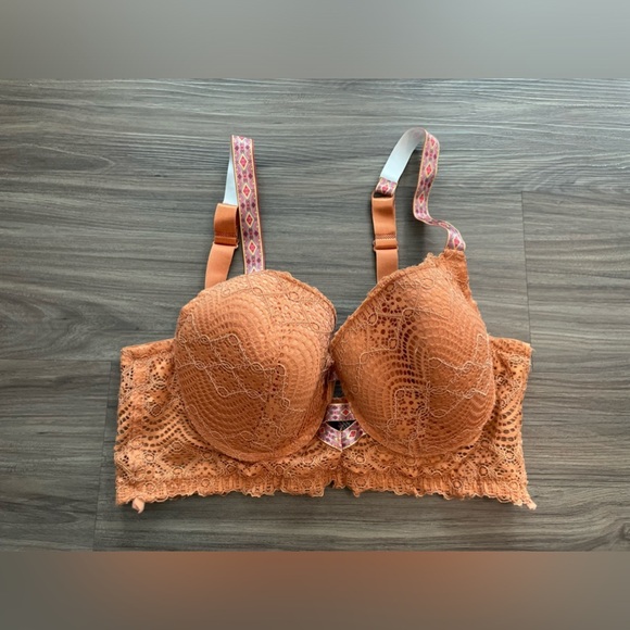 Black Fuchsia Terracotta Lace Full-Coverage Bra with Adjustable Straps size L - Picture 5 of 5